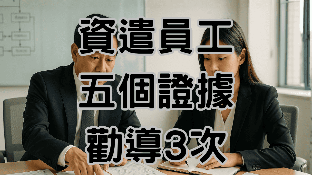 如何資遣不適任員工？公司必須遵守「1個合法流程」與收集「5種鐵證」-H057 